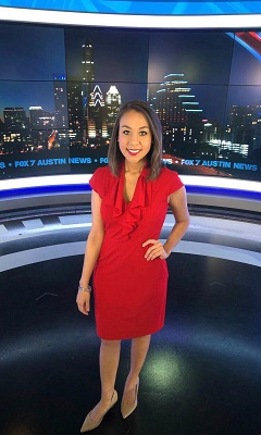 Ashley as a news reporter